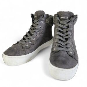MARC FISHER Grey Suede High Top Sneakers Shearling Lined Dapyr 9m